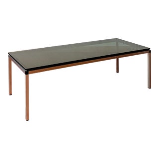 Florence Knoll Attributed Aluminum and Smoked Glass Coffee Table For Sale