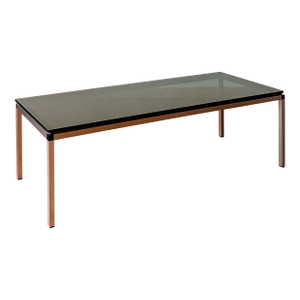 Florence Knoll Attributed Aluminum and Smoked Glass Coffee Table