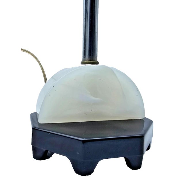 Vintage 1930s Art Deco Black & White Slag Glass Lamp — Globe Specialty Co. For Sale In Los Angeles - Image 6 of 12