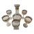 Vintage Culver Tyrol Gold Filigree Glass Decanter & 5 Stemmed Wine Glasses Set For Sale