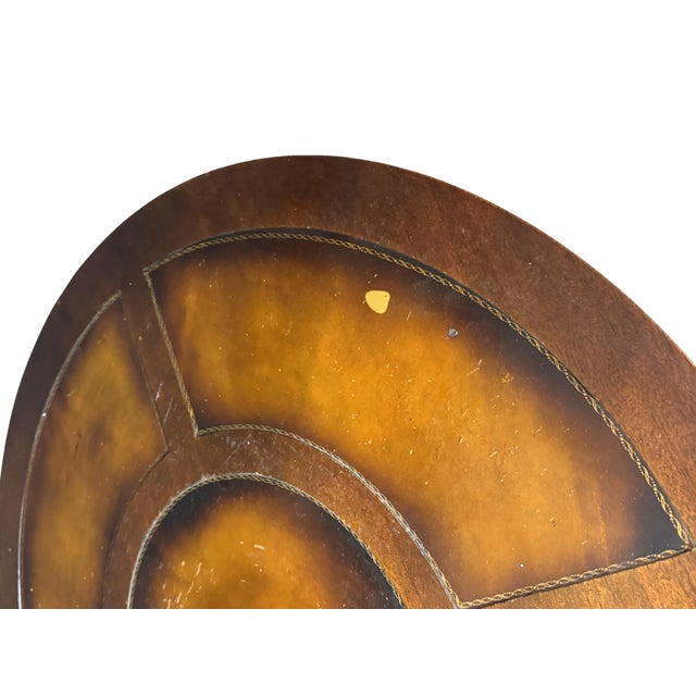 Antique Duncan Phyfe Style Mahogany Drum Center Table With Gold-Tooled Leather Top, Early 20th Century For Sale - Image 12 of 14