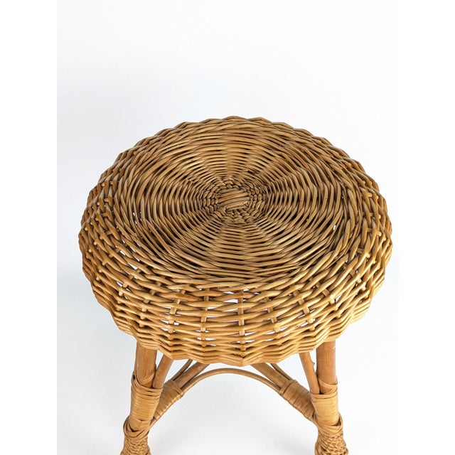 Vintage Wicker Stool, 1960s For Sale - Image 4 of 6