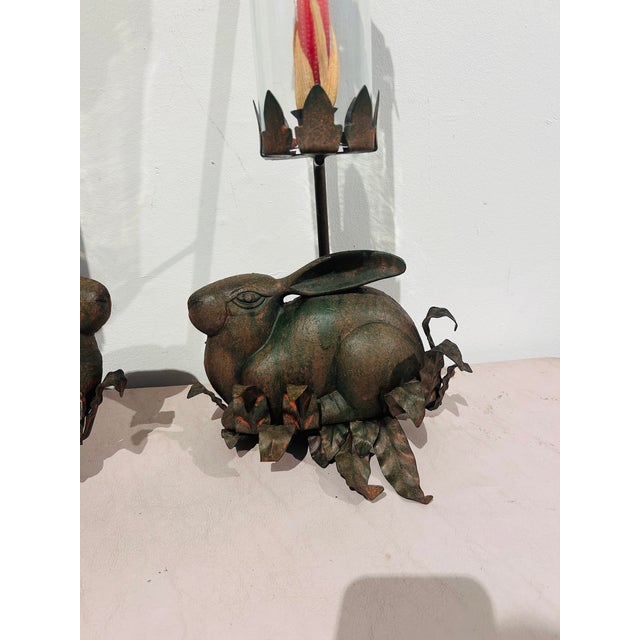 Pair of Vintage Cast Iron Rabbit Candlestick Sconces Large 25" Long For Sale In Los Angeles - Image 6 of 14