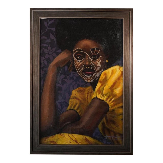 "My Color, My Identity Ii" Contemporary Portrait Painting by Oluwatobiloba David, Framed For Sale
