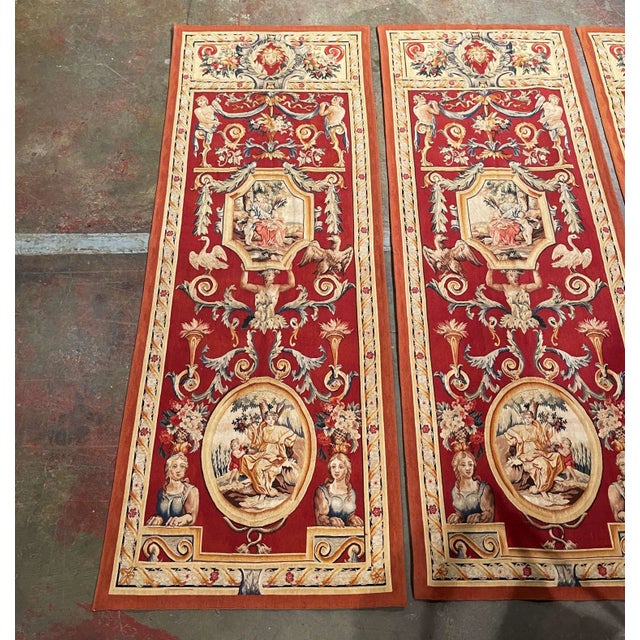 Figurative Mid-Century French Neo-Classical Hand Woven Wall Portieres Tapestries-Set of 3 For Sale - Image 3 of 13