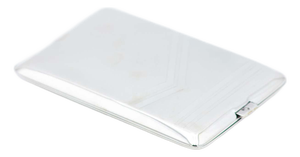 Rectangular Silver Cigarette Case with Asymmetrical Bands and Gilt Interior