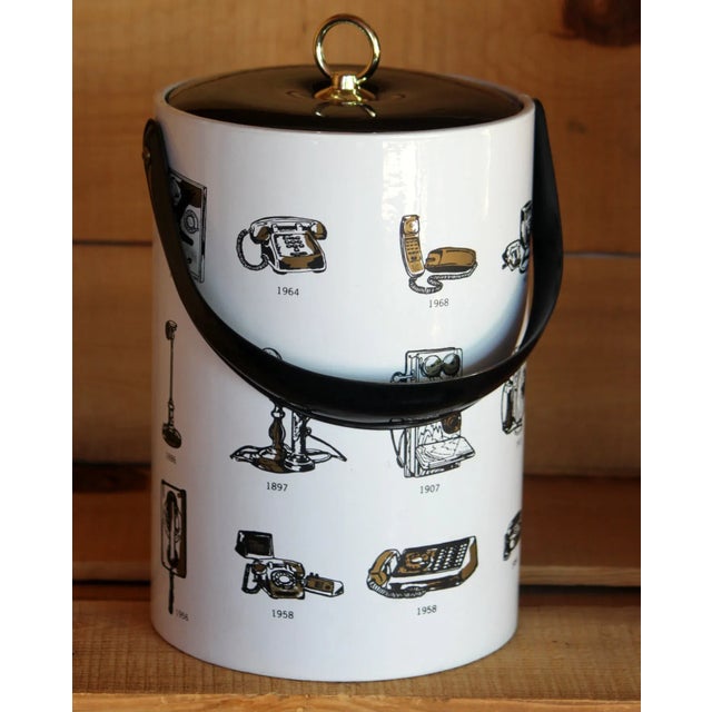 Vintage Retro Mid Century Ice Bucket Barware the Telephone Story Vinyl Cooler For Sale - Image 9 of 9