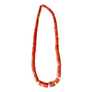 Vintage Chunky Natural Nepalese Angel Skin Coral Strand 38 Beads For Sale