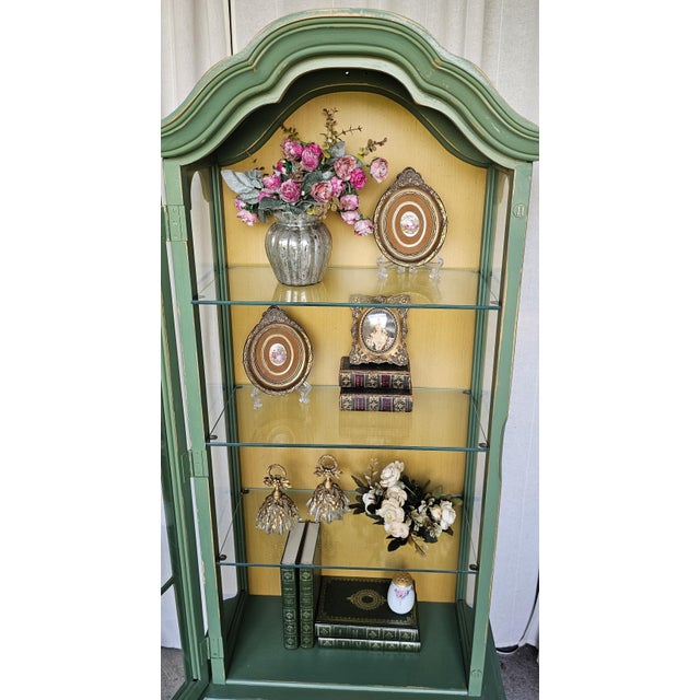 Green MCM Curio Cabinet, Display Cabinet Boho Style, 1950's #1 For Sale - Image 9 of 15