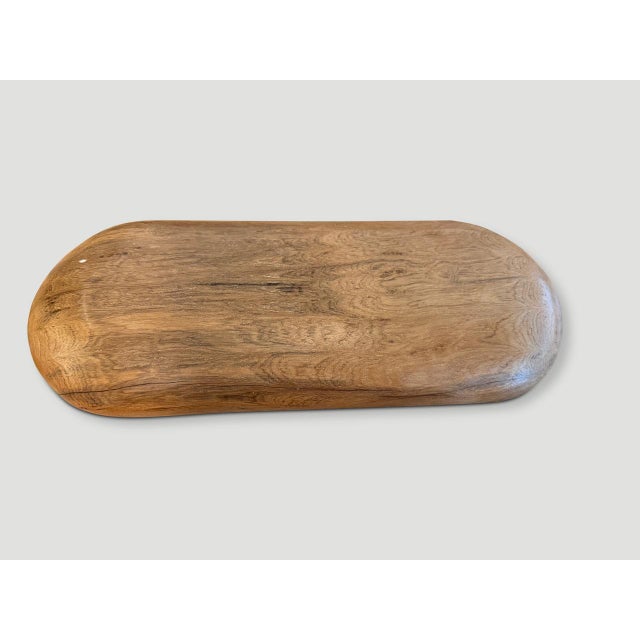 2010s Andrianna Shamaris Oval Teak Wood Platter For Sale - Image 5 of 5
