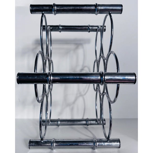 Vintage Faux Bamboo Wine Rack in Chrome Finish For Sale - Image 4 of 5