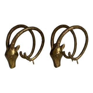Mid-Century Brass Ibex Bookends / Sculptures - a Pair For Sale