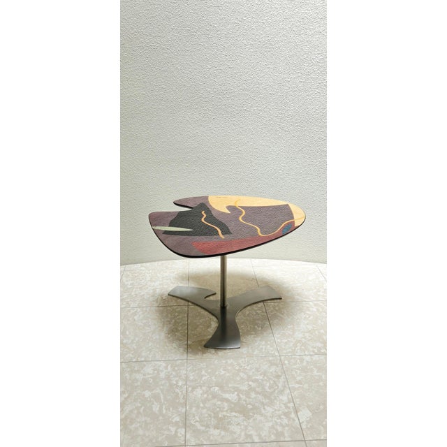 Carlo Malnati Post-Modern Italian Inlay Marquetry Side Table Organic Shapes 90s Blob Design For Sale In San Francisco - Image 6 of 8