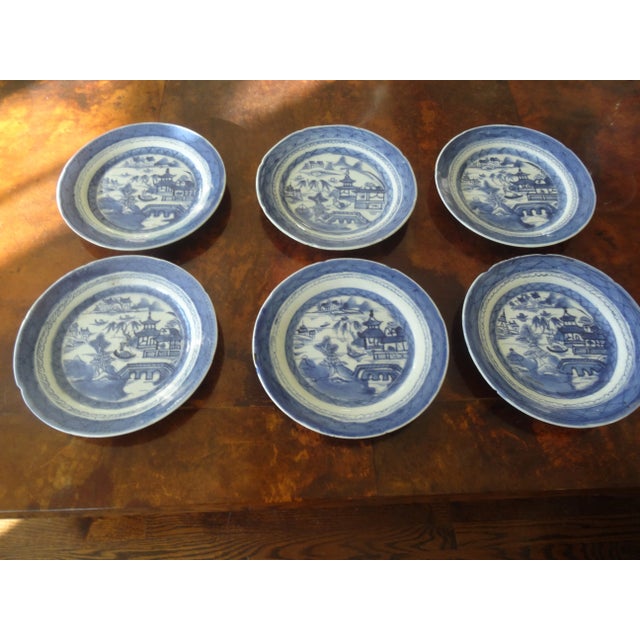 Chinese 19th Century Chinese Export Canton Plates- Set of 6 For Sale - Image 3 of 6