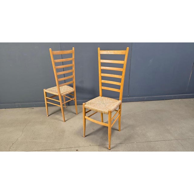 Italian Beechwood Ladder Back Chairs, 1970s, Set of 6 For Sale - Image 6 of 14