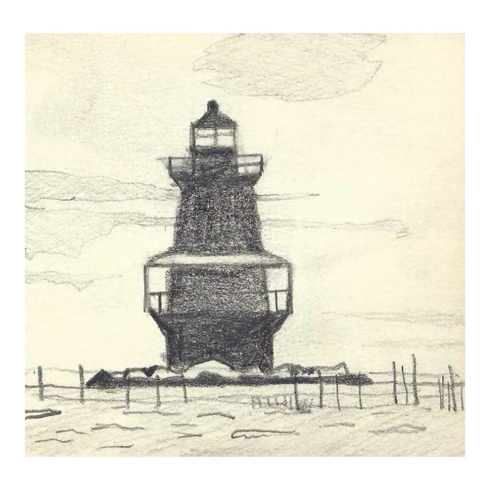 Robert Angeloch Lighthouse Drawing | Chairish