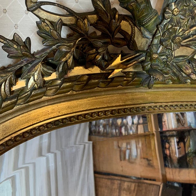 French Large Louis XVI Style Giltwood Pier Mirror For Sale - Image 3 of 13
