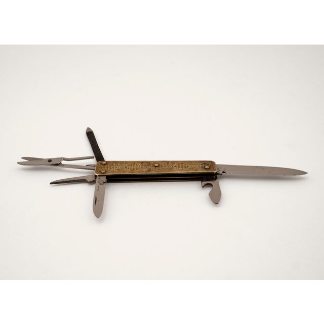 Vintage Art Nouveau Mens Brass Pocket Multi-Tool, 1950s For Sale - Image 4 of 18