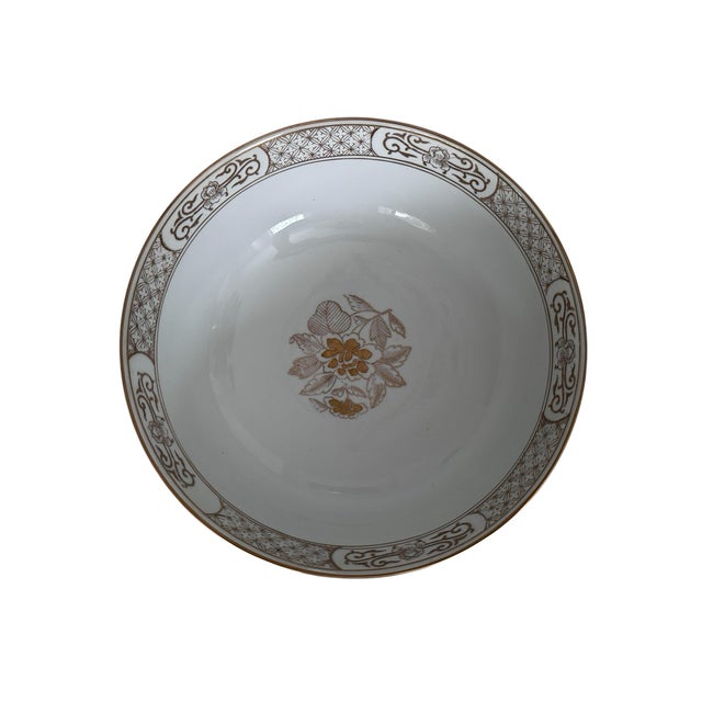 1960s 1960s Gold-Imari Green and White Birds of Paradise Center Bowl For Sale - Image 5 of 7