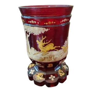 Antique Bohemian Glass Moser Ruby Color Goblet