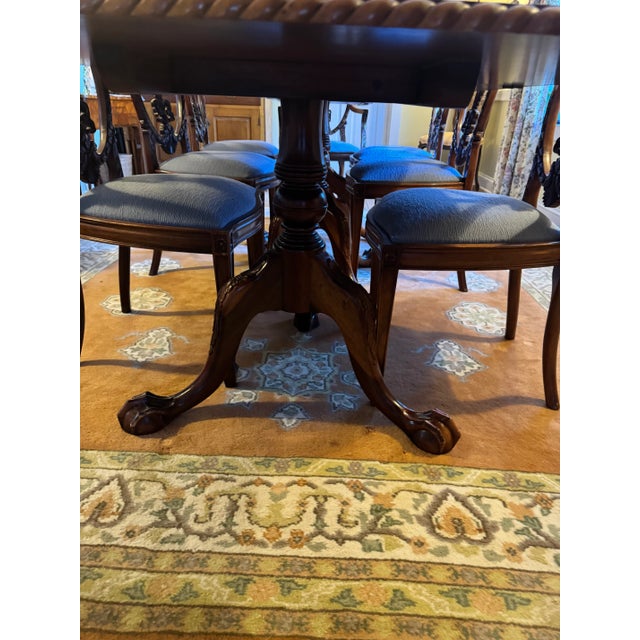 Antique English Mahogany Dining Table & 14 Chairs, Expands to Seat 14 For Sale - Image 4 of 18