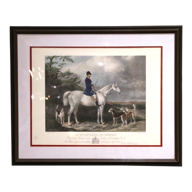 19th Century English Fox Hunting Engraving After W. & H. Barraud in Wood Frame For Sale