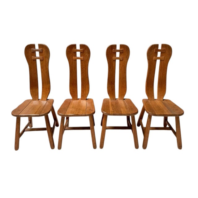 Brutalist Oak Dining Room Chairs from Kunstmeubelen de Puydt, Belgium, 1970s, Set of 6 For Sale - Image 13 of 16