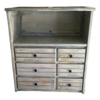 White Wash Distressed Buffet Cabinet For Sale