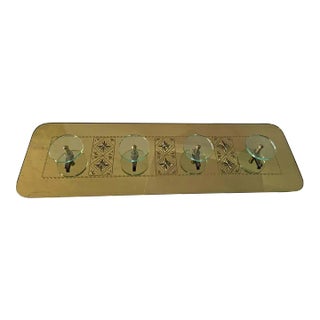 Gold Reverse Painted Glass Italian Coat and Hat Rack by Cristal Art For Sale