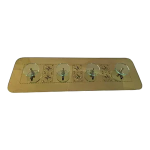 Gold Reverse Painted Glass Italian Coat and Hat Rack by Cristal Art