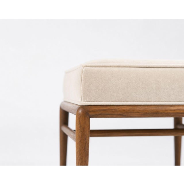 Mid 20th Century Set of Stools by t.h. Robsjohn-Gibbings in Walnut and Velvet, C. 1950s For Sale - Image 5 of 6
