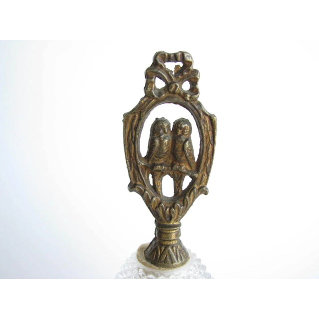 Antique Diamond Cut Glass Lidded Urns With Brass Love Bird Finials - a Pair For Sale In Chicago - Image 6 of 13