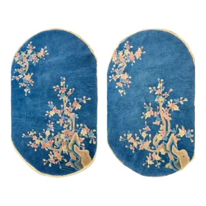 Early 20th Century Chinese Art Deco Oval Rugs - Set of 2