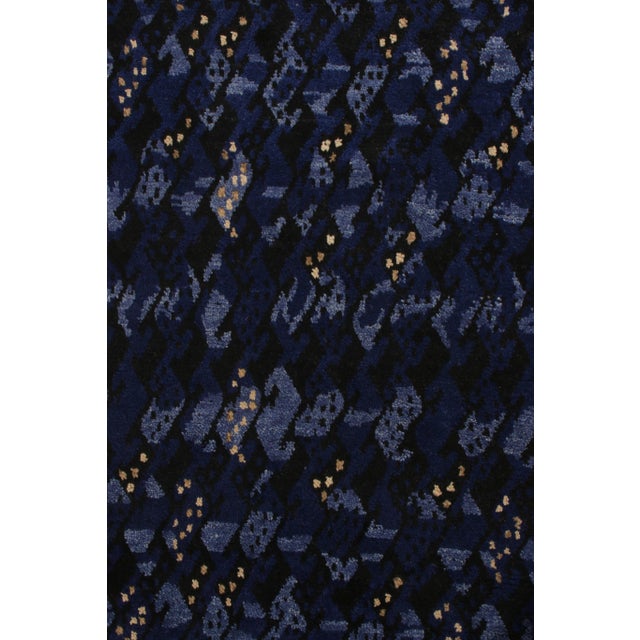 Textile Rug & Kilim’s Scandinavian Style Rug All Over Blue, Black Geometric Pattern For Sale - Image 7 of 8