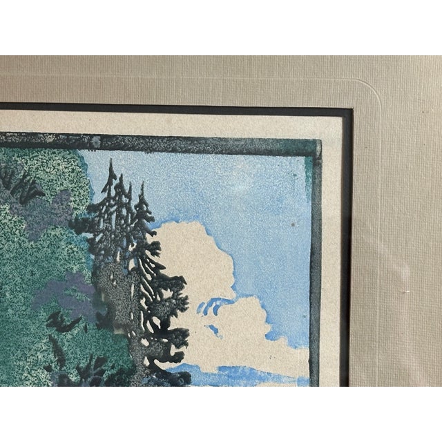 Modern Vintage Framed Early 20th Century Landscape Woodblock Print For Sale - Image 3 of 14