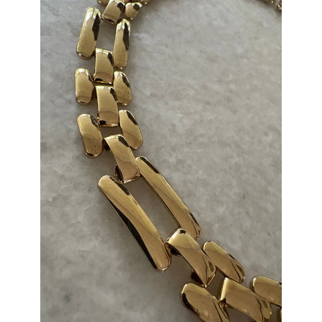 Contemporary Vintage Goldtone Chainlink Collar Necklace For Sale - Image 3 of 5