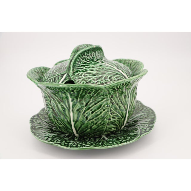 1950s Bordallo Pinheiro Large Cabbage Tureen and Underplate, Portuguese For Sale - Image 4 of 15