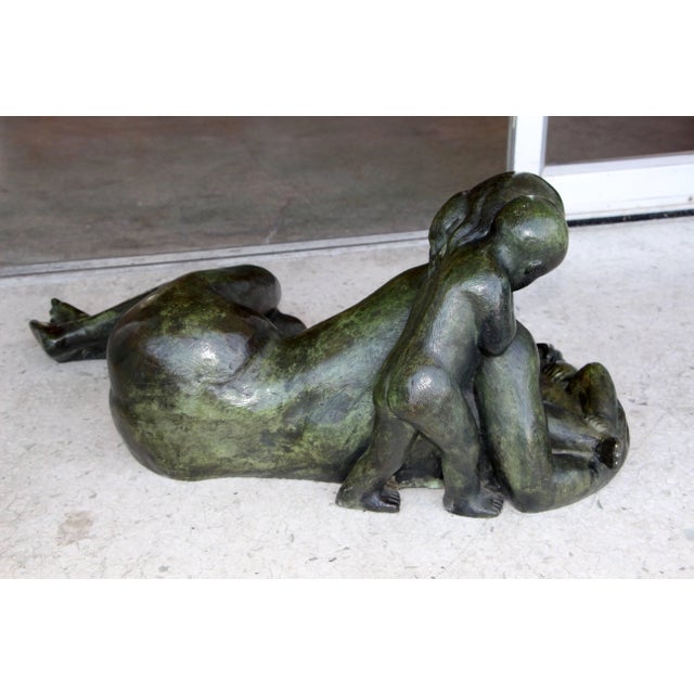 Metal 1986 Frederico Cantu Bronze Model of a Mother Nursing For Sale - Image 7 of 10