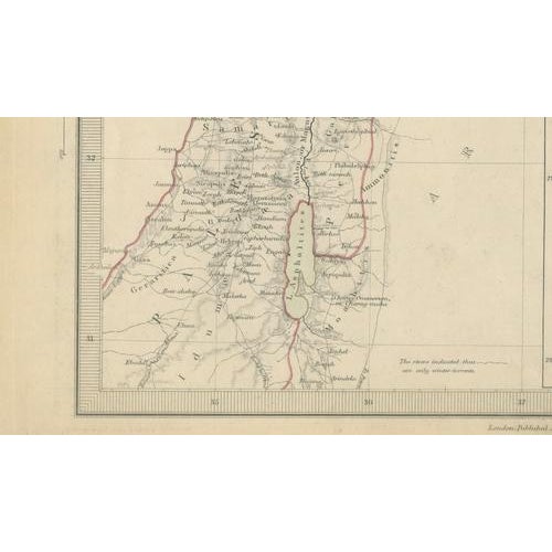 Paper Map of Syria with Palestine, Jerusalem and Mount Sinai, 1843 For Sale - Image 7 of 9