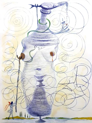 Large Flask Etching by Salvador Dali, 1967