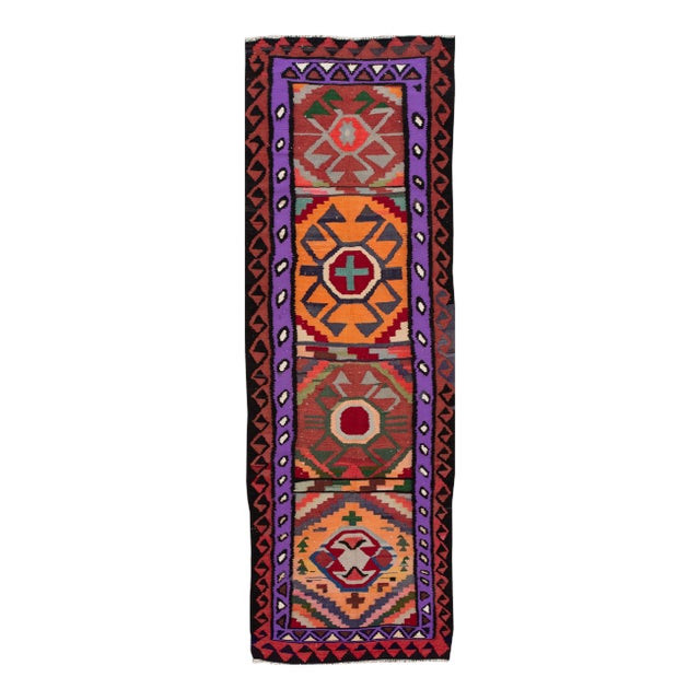 Mid-20th Century Vintage Kilim Runner Rug 3' 4" X 10' 7''. For Sale