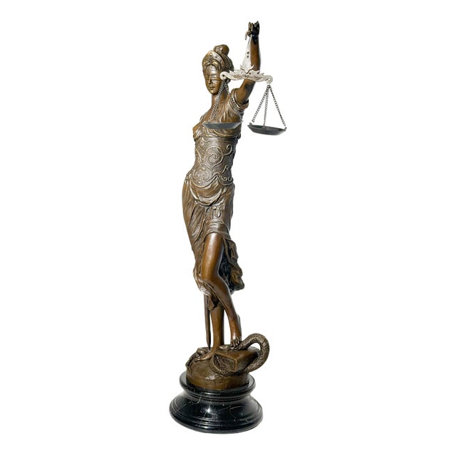 Mayer, Lady Justice, Bronze on Marble Base For Sale