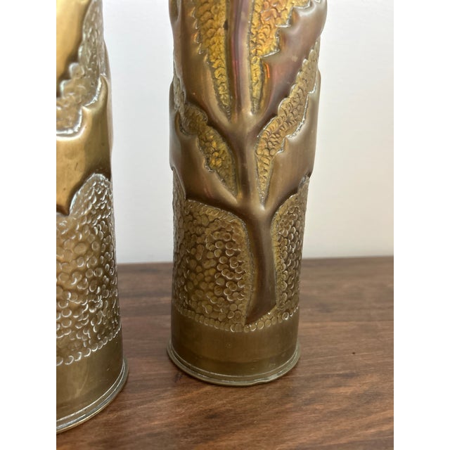 Stunning Pair of World War I Trench Art Vases - France For Sale - Image 11 of 16