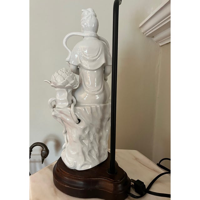 Blanc De Chine Figural MCM Asian Lamp For Sale In Saint Louis - Image 6 of 11