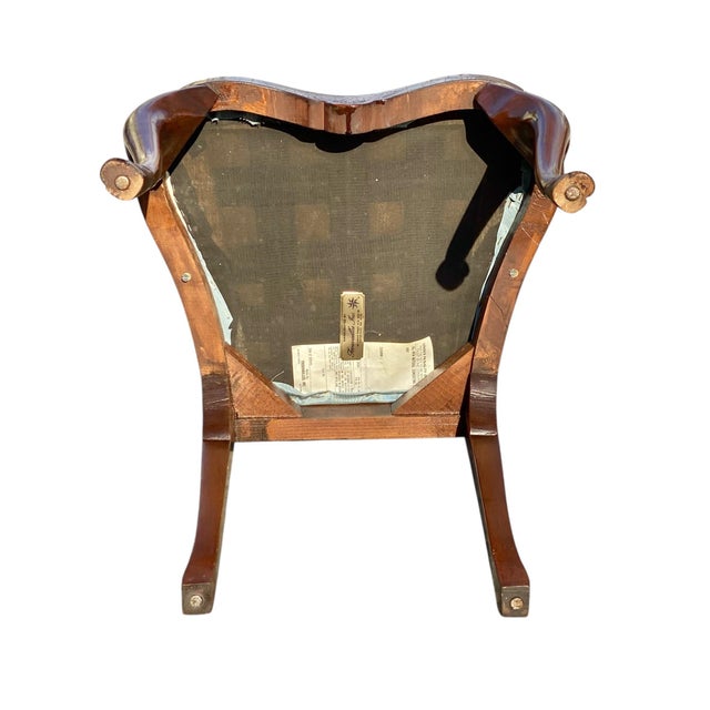 Vintage Trouvailles Marquetry Desk Chair With Unique Bird & Moth Inlay For Sale - Image 11 of 12