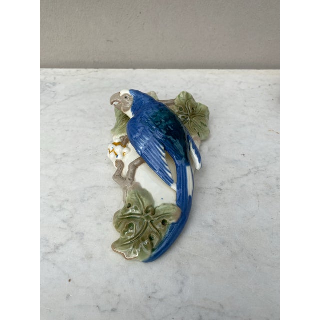 Porcelain Majolica Parrot Wall Pocket Circa 1920 For Sale - Image 4 of 6