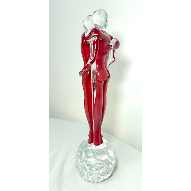 1970s Vintage Hand Blown Italian Murano Glass Fornace Mian Formia Couple Sculpture For Sale - Image 5 of 17