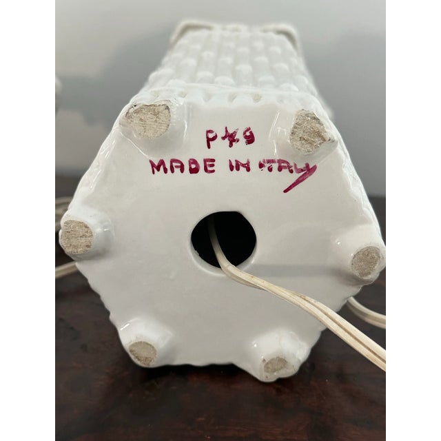 1970s Pair of Italian Mid Century Faux Bamboo Pagoda Lamps For Sale - Image 5 of 8