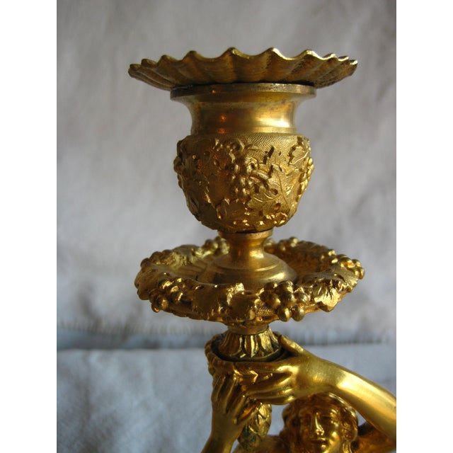 Mid 19th Century Pair of French Napoleon III Gilded Bronze Candlestick For Sale - Image 9 of 13