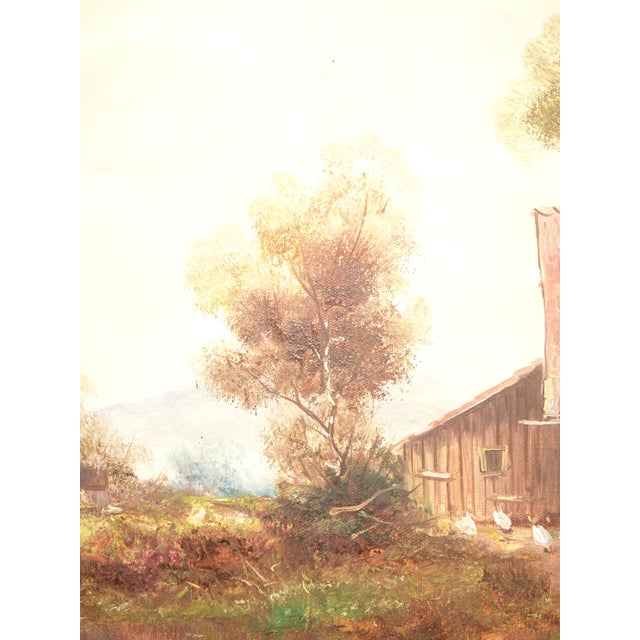 Textile 1950s Countryside Landscape Oil Painting Signed Messmer, Framed For Sale - Image 7 of 13